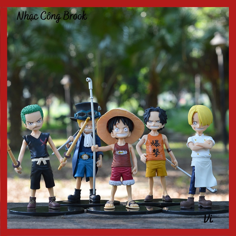 Bộ 5 One Piece Lúc Còn Nhỏ Sabo Luffy Sanji Ace Và Zoro Cao 15cm Có Đế Siêu Đáng Yêu