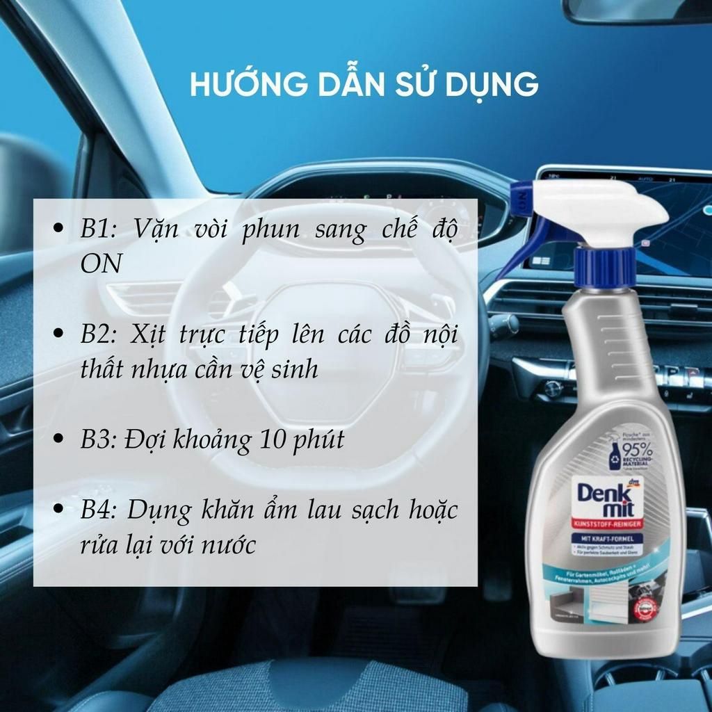 Xịt Vệ Sinh Và Đánh Bóng Nội Thất Nhựa, Nội Thất Ô Tô, Không Mùi, Giảm Bám Bụi, Bảo Dưỡng Đồ Nhựa Denkmit 500ml