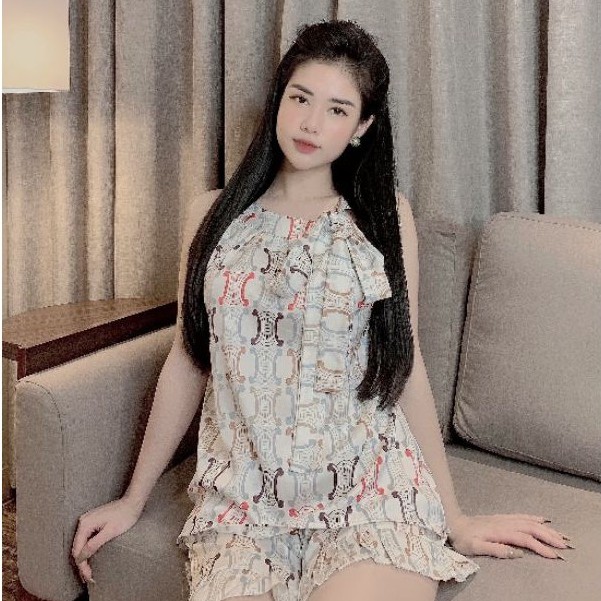Đồ bộ nữ Vic's lụa Latin cao cấp, đồ ngủ hoạ tiết mặc nhà sang trọng L125 thời trang nữ pijama | BigBuy360 - bigbuy360.vn
