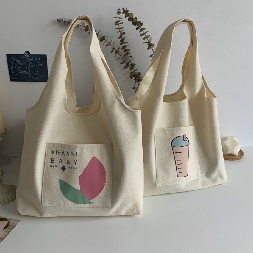 Túi tote vải canvas đi học đi làm phong cách Hàn Quốc