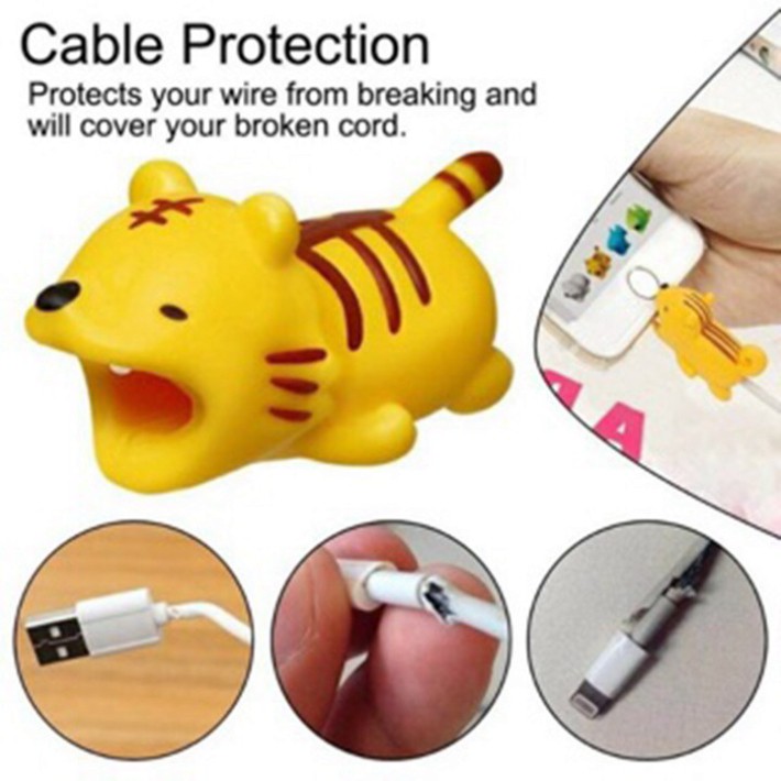 [20 mẫu] Phụ kiện thú silicon bọc bảo vệ đầu dây cáp sạc USB Cable Bite siêu cute siêu dễ thương 5centimet