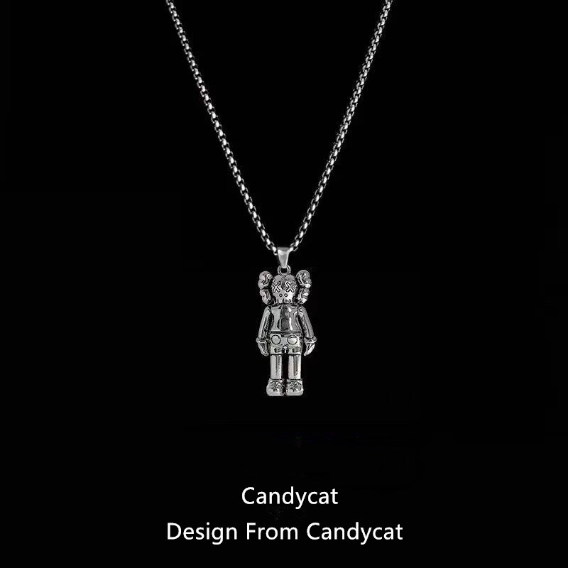 Dây Chuyền Gấu Bearbrick Titan Không Đen Gỉ Phong Cách hip hop