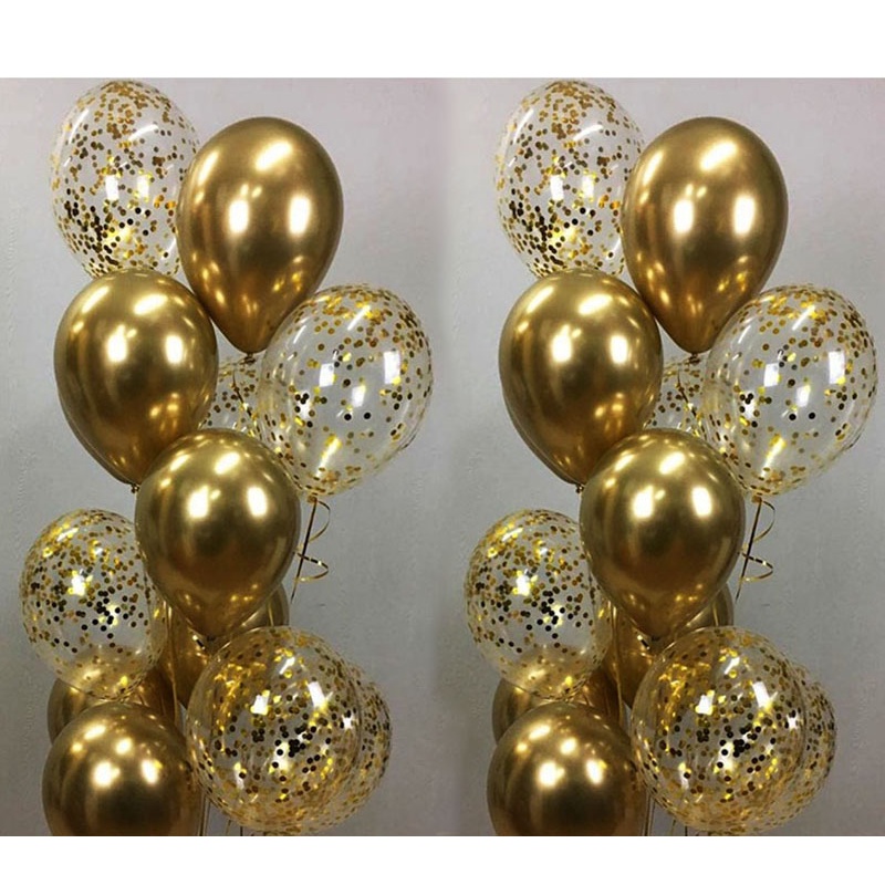 Set 20 Bong Bóng Nhôm Màu Vàng / Bạc Trang Trí Tiệc Sinh Nhật Cho Người Lớn Và Trẻ Em