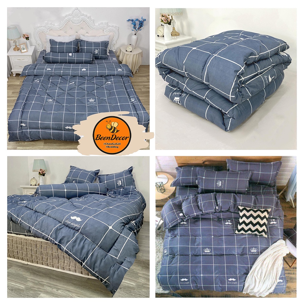 Bộ 5 món Chăn Phao Cotton Poly siêu đẹp - 1 Ga, 2 vỏ gối nằm, 1 vỏ gối ôm, 1 chăn phao - Ga gối BeenDecor