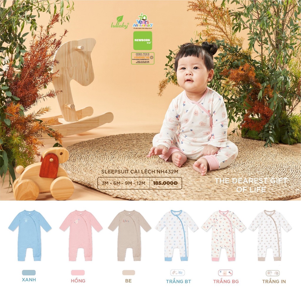 [CHÍNH HÃNG] Body sleepsuit liền quần chất liệu sợi tre họa tiết trẻ em cao cấp Lullaby