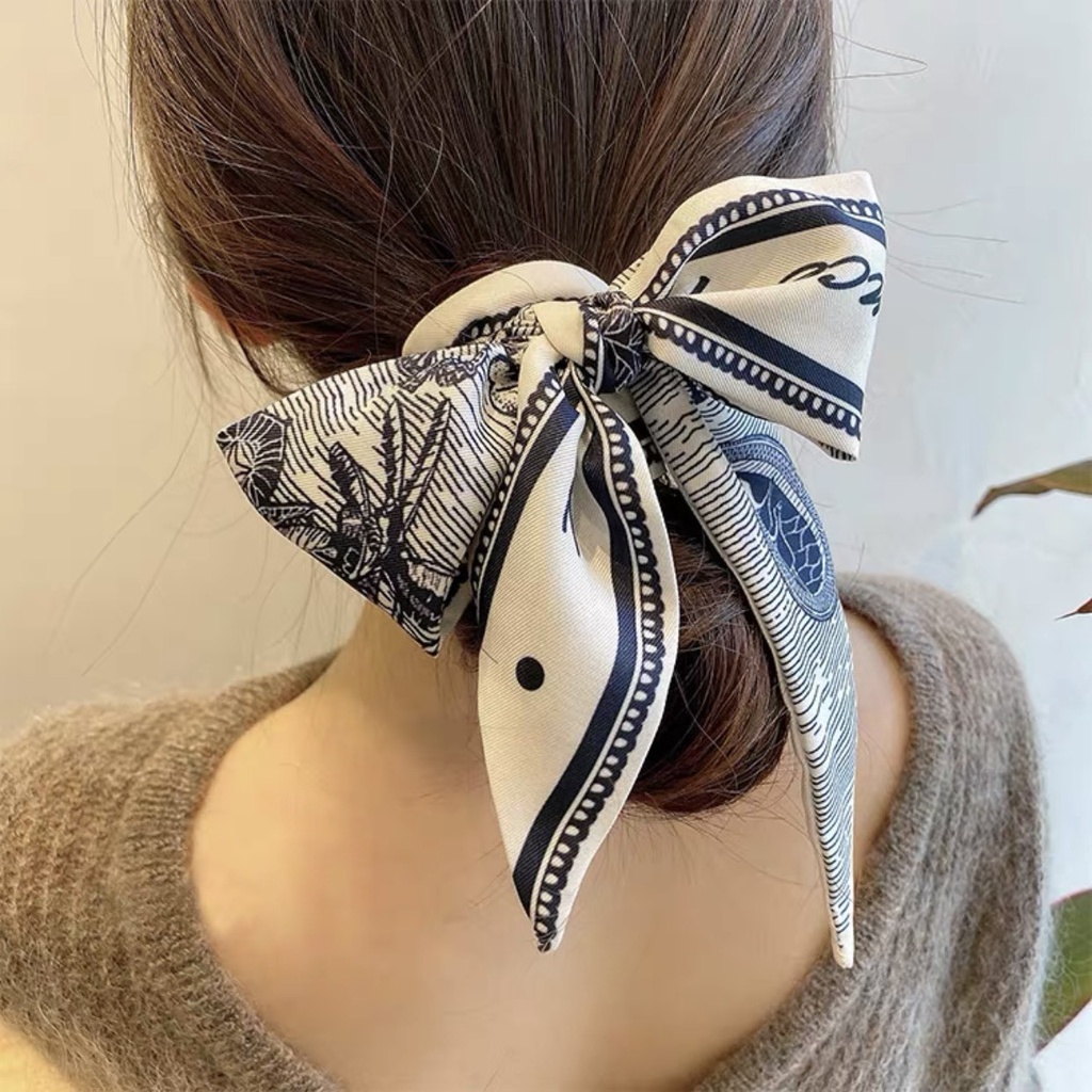 Khăn lụa đa năng thắt túi thắt nơ, khăn quàng cổ bản nhỏ chữ nhật