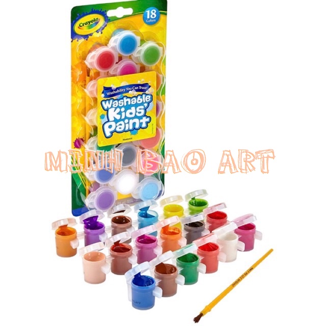 BỘ MÀU NƯỚC 18 HỦ CRAYOLA (DỄ TẨY RỬA, KÈM CỌ)