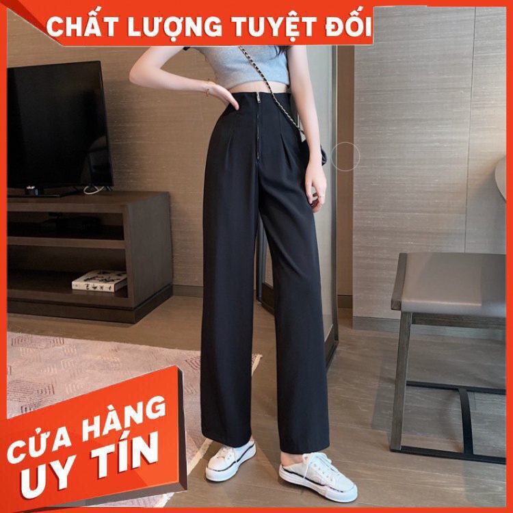 HÀNG CAO CẤP -  Khóa Sắt Phéc Mơ Tuya Liền Cạp, Quần Ống Rộng Lưng Cao Dài 97CM, Vải Tây Trượt cao cấp, Có Big Size tới 