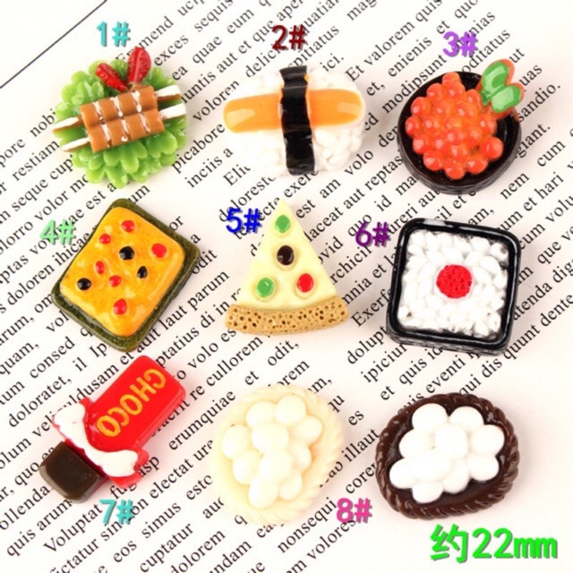 Mô hình charm sushi, cơm nắm, nguyên liệu slime, nguyên liệu handmade