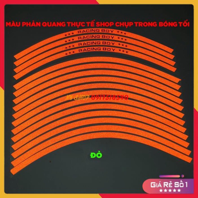 DECAL RACING PHẢN QUANG DÁN VÀNH RCB (TEM CHỈ VÀNH 1 BỘ ĐỦ DÁN 2 BÁNH)  Ảnh thật Sp