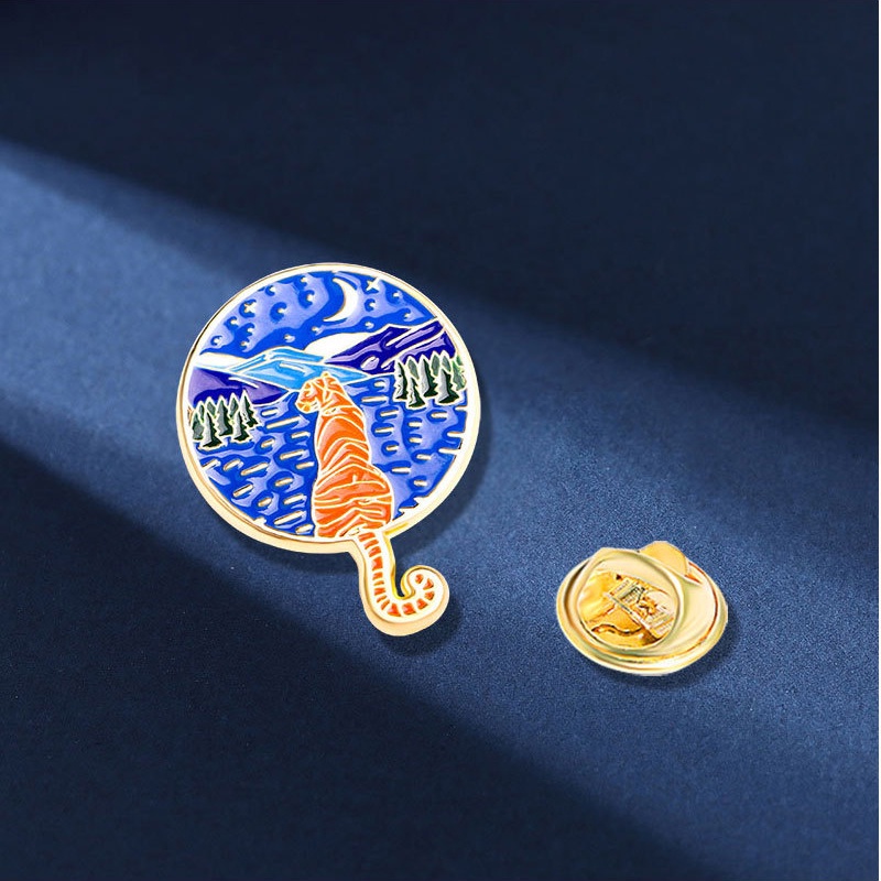 Ghim Cài Áo Hình Đầu Hổ Ba Mắt Sáng Tạo Thời Trang