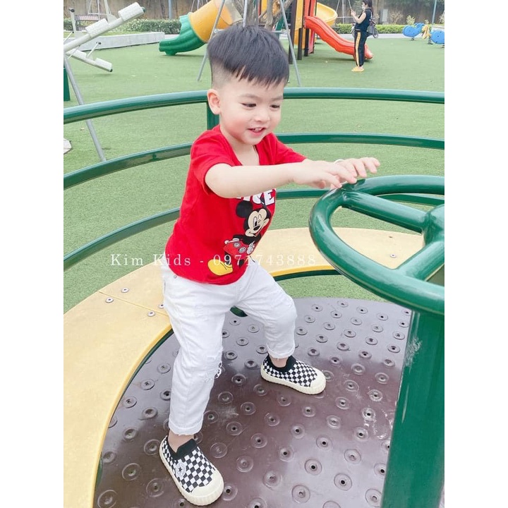 Áo thun bé trai Combo 3 áo phông cộc tay cổ tròn chất cotton 4 chiều mềm mịn thấm hút tốt hình mickey JIMADO E2.002.6