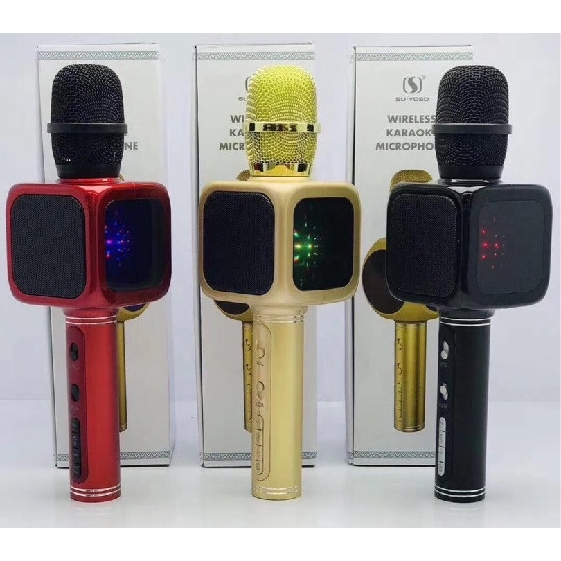 Micro karaoke bluetooth hát mic cầm tay GrownTech YS 61 kiêm loa nghe nhạc có đèn led bảo hành 24 tháng