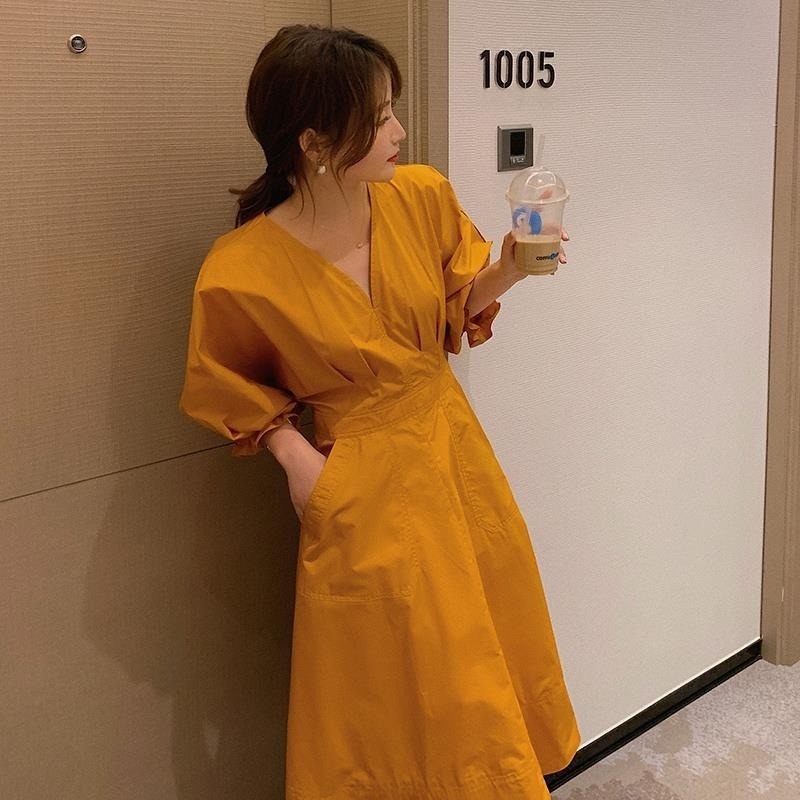 Đầm Dài Cổ Chữ V Họa Tiết Hoa Lá Thời Trang Mùa Hè Dành Cho Nữ