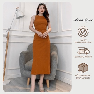 Đầm body thun gân xẻ tà, váy body dáng dài chất dày mịn lên form chuẩn siêu tôn dáng