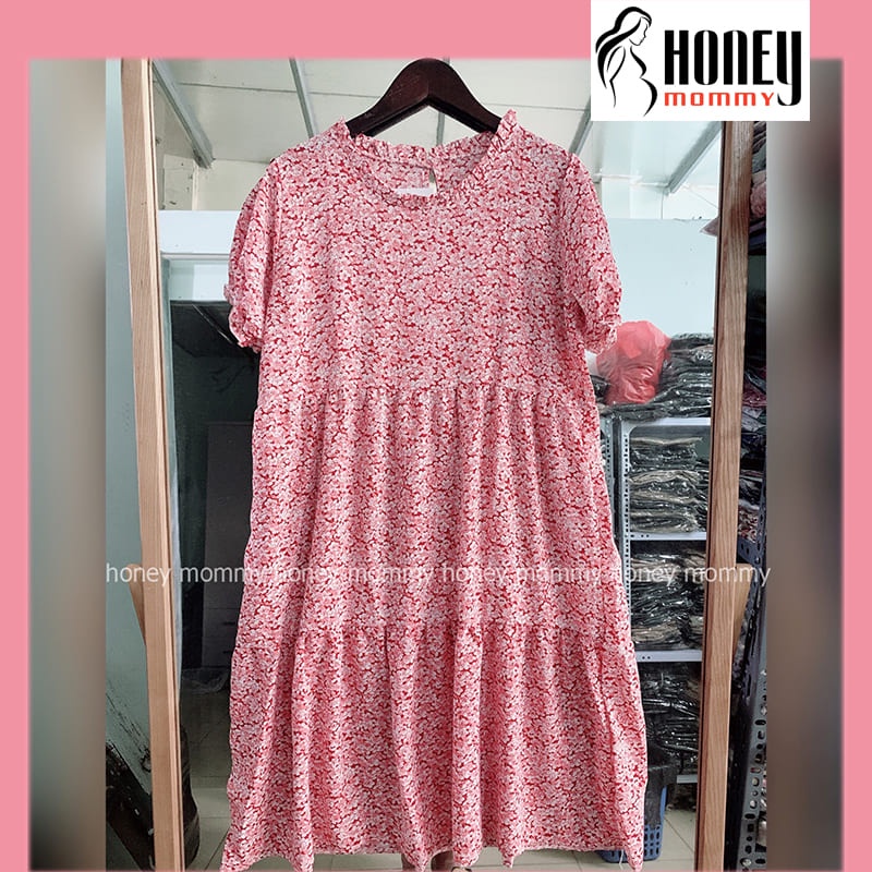 Váy Bầu Mùa Hè Hoa Nhí Cổ Tròn Dáng Babydoll Xinh Xắn Thanh Lý Giá Rẻ Honey Mommy