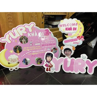 Combo 2 hình chibi và cây welcome có hình bé