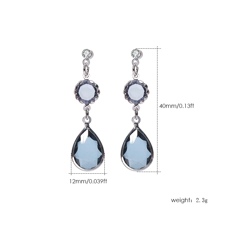 Khuyên tai Pinkdudu PD441 hợp kim dáng dài đính đá pha lê màu xanh dương phong cách boho thời trang cho nữ