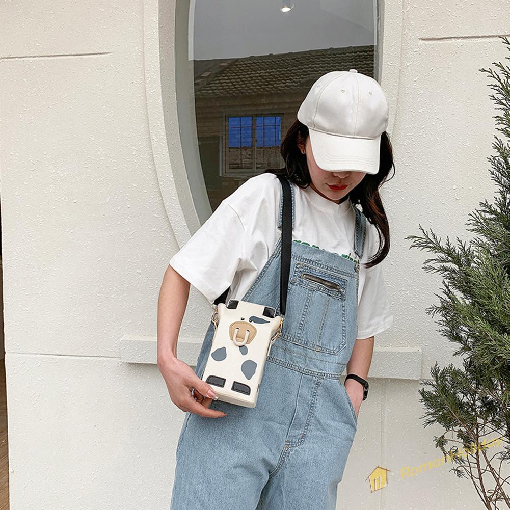 【On Sale】Fashion Women Milk Print PU Shoulder Crossbody Bag Casual Small Handbag