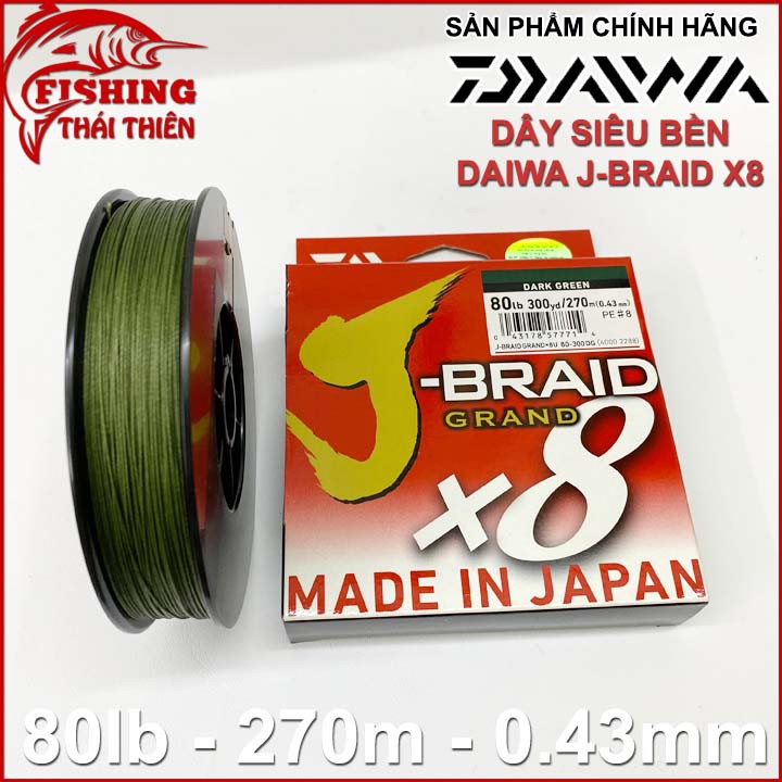 Dây câu cá Daiwa JBraid X8 80lb