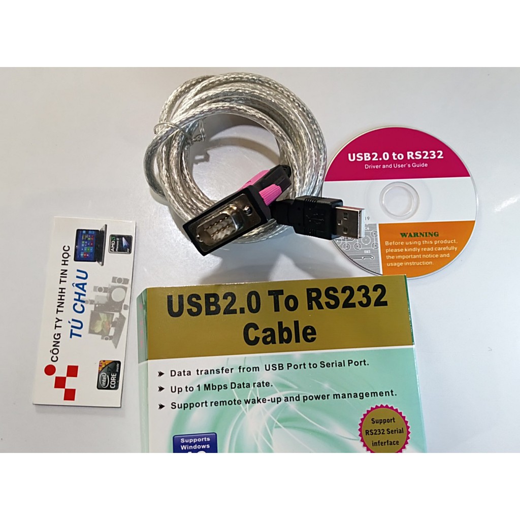Cáp tín hiệu USB ra RS232: USB 2.0 to RS232 - 9 Chân đực