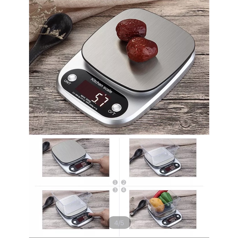 Cân Điện Tử Mini Dùng Trong Nhà Bếp [ 3kg/0.1g ] - [ 10kg/1g ] cân thực phẩm làm bánh Ebalance Kitchen Scale, kèm pin