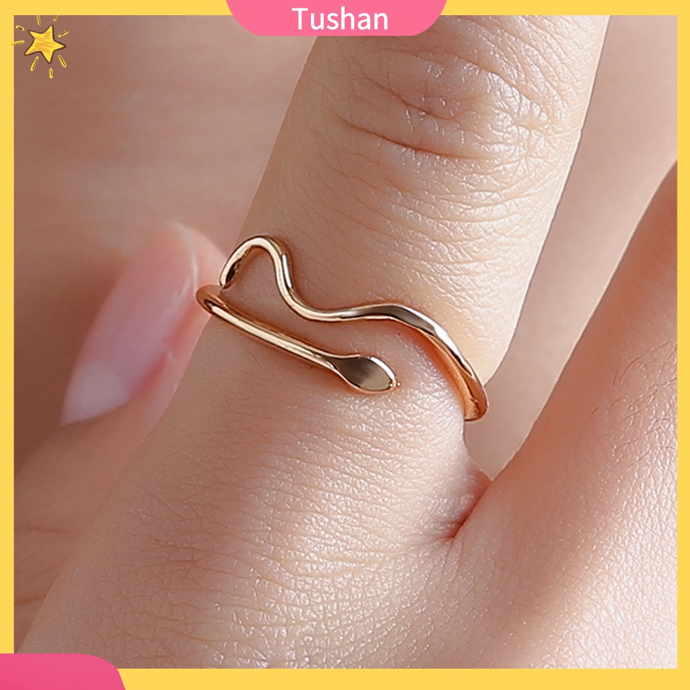 Nhẫn đeo ngón tay dự tiệc dạng lượn sóng điều chỉnh được thời trang cho nữ