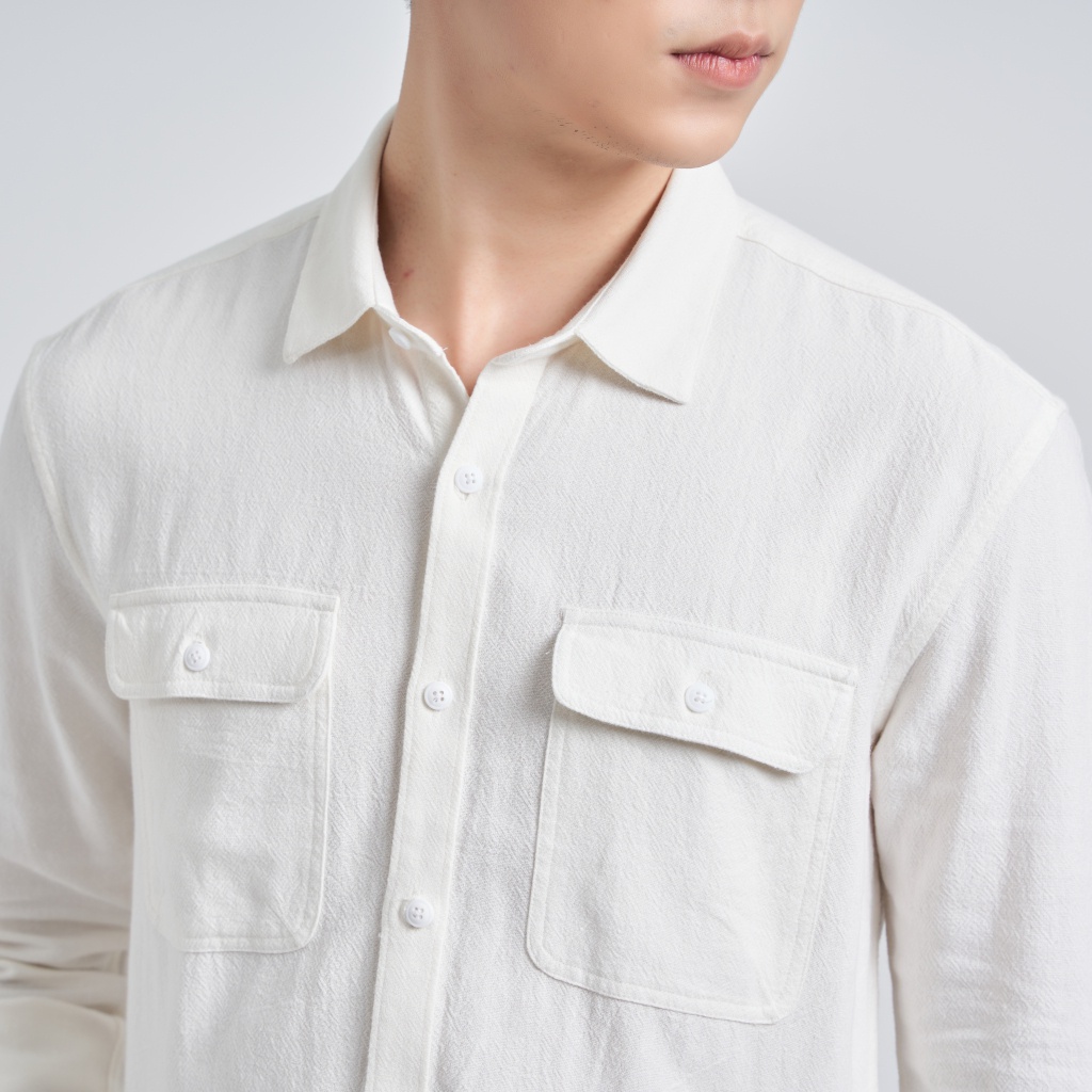 Áo Sơ Mi Nam KRIK Tay Dài Cổ Bẻ Có Túi Ngực Chất Vải Cotton Thoáng Mát 0074