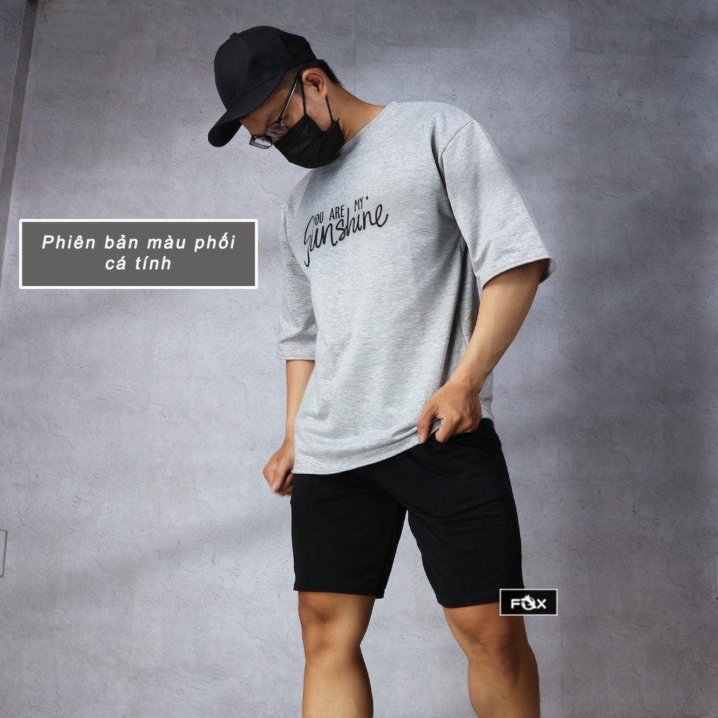 Bộ đồ nam nữ The Fox đồ bộ Unisex tay lỡ Form rộng phong cách Ulzzang Hàn Quốc in Sun Shine | BigBuy360 - bigbuy360.vn