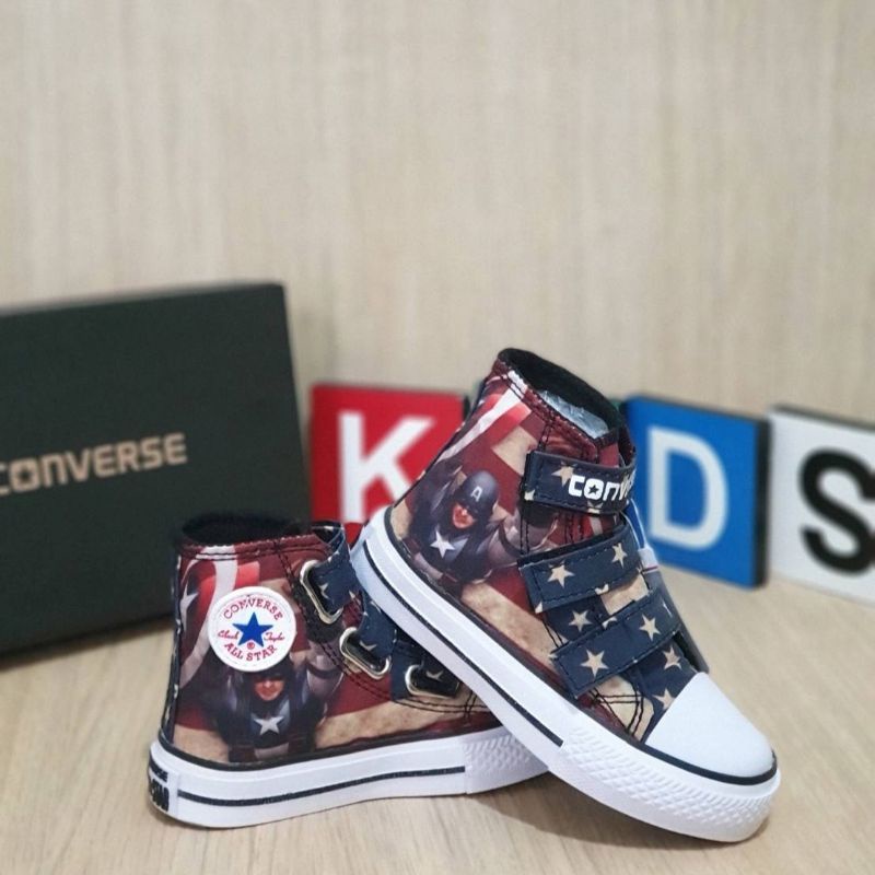 CONVERSE Giày Thể Thao In Hình Captain america Cá Tính Cho Bé Trai