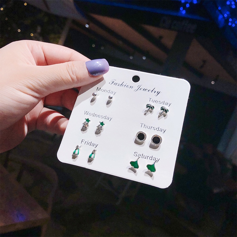 Set 7 đôi khuyên tai MANYUE dễ thương phong cách Hàn Quốc thời trang