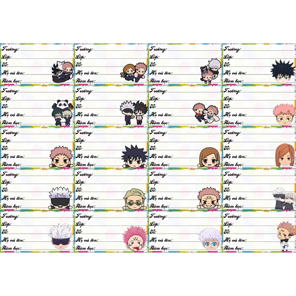 nhãn vở  jujutsu kaisen M0399