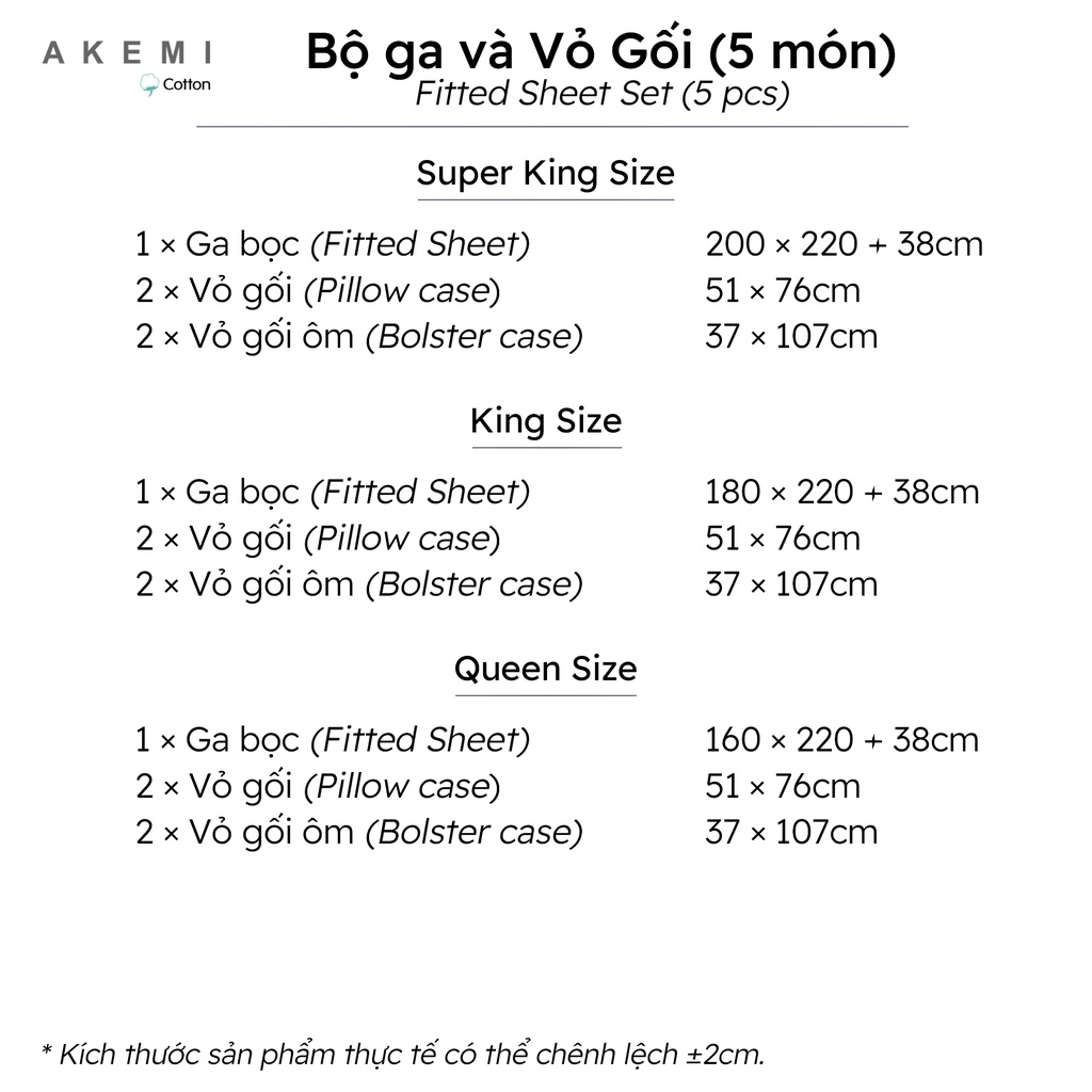 Bộ Ga và Vỏ Gối Akemi Cotton Essential Embrace Charm gồm 5 món (Queen / King)