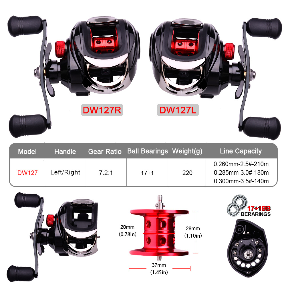 【READY STOCK】 Max Darg 10kg 17+1BB Low Profile Baitcasting Fishing Reel 7.1:1 Right/Left Hand Fish Reel