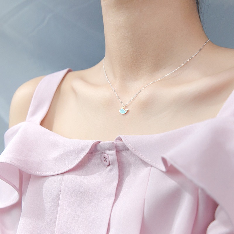 Silver Plated Whale Necklace + Earrings + Bracelet Set S925