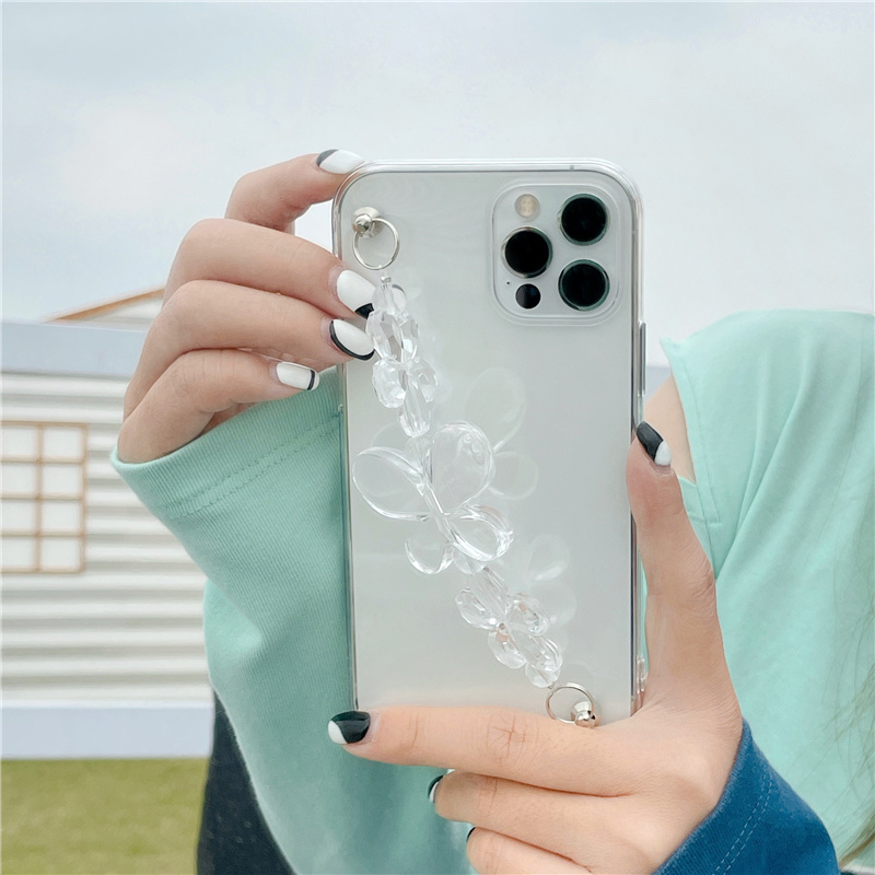 Vỏ điện thoại iPhone 7P 8P 7G 8G X XR XS XS MAX 11 (6.1) 11 PRO MAX (6.5) 11 PRO (5.8) 12mini (5.4) 12 (6.1) 12pro (6.1) 12promax (6.7) + vòng tay hoa bướm trong suốt