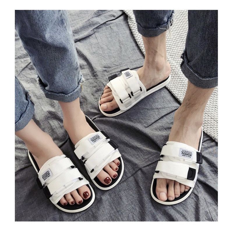 Dép quai ngang nam nữ unisex inviti Fashion quai dán mới