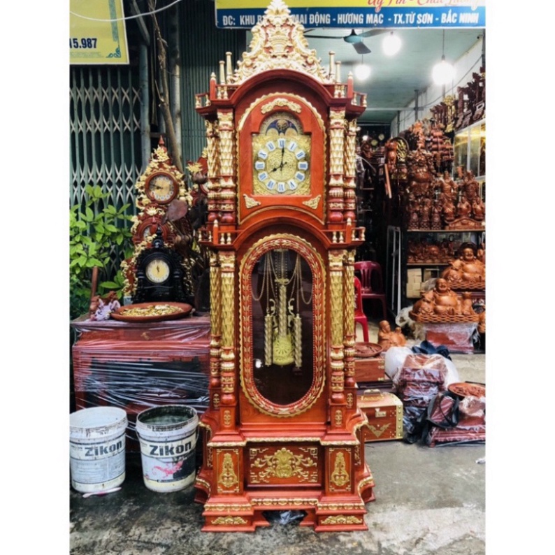 Đồng Hồ Tứ Trụ lớn phòng Khách Gỗ Hương Cao 210,230,250cm