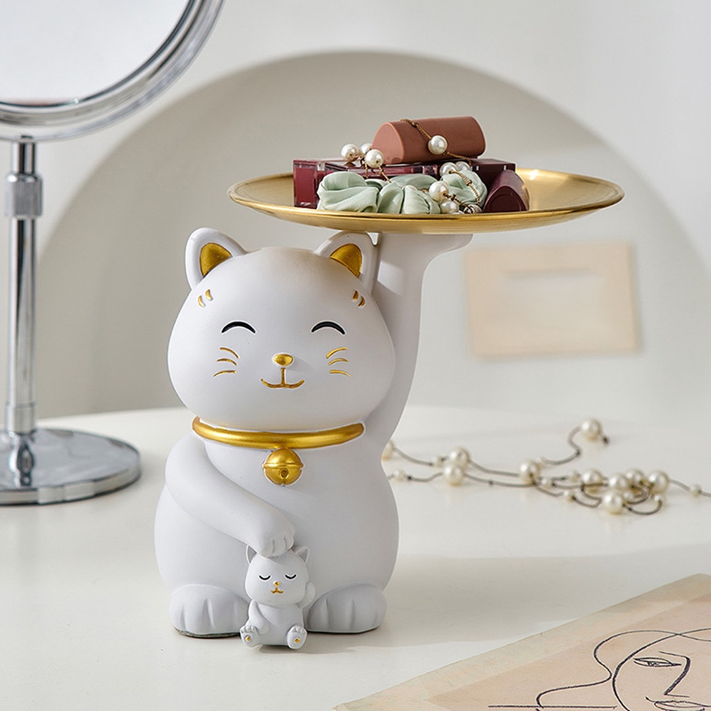 Khay đựng tượng hình chú mèo dễ thương dùng trang trí nhà cửa