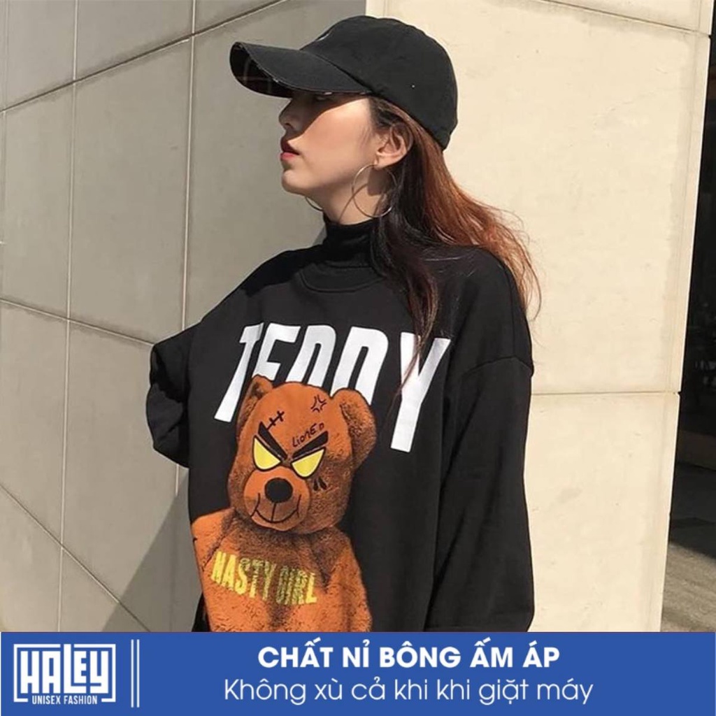 Áo Sweater HALEY mã HD52 GẤU TEDDY Nam Nữ Unisex dày dặn ấm áp Phong Cách Hàn Quốc Cá Tính