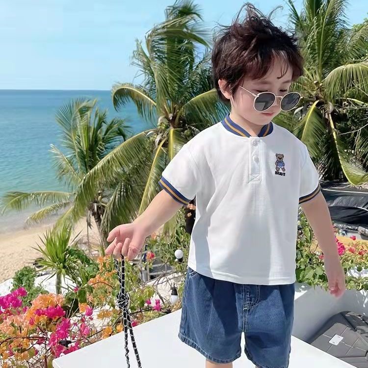[Babycat] Áo Thun polo Tay Ngắn Phong Cách Phương Tây Hàn Quốc Kiểu Mỏng Thời Trang Mùa Hè Dành Cho Bé Trai 2022