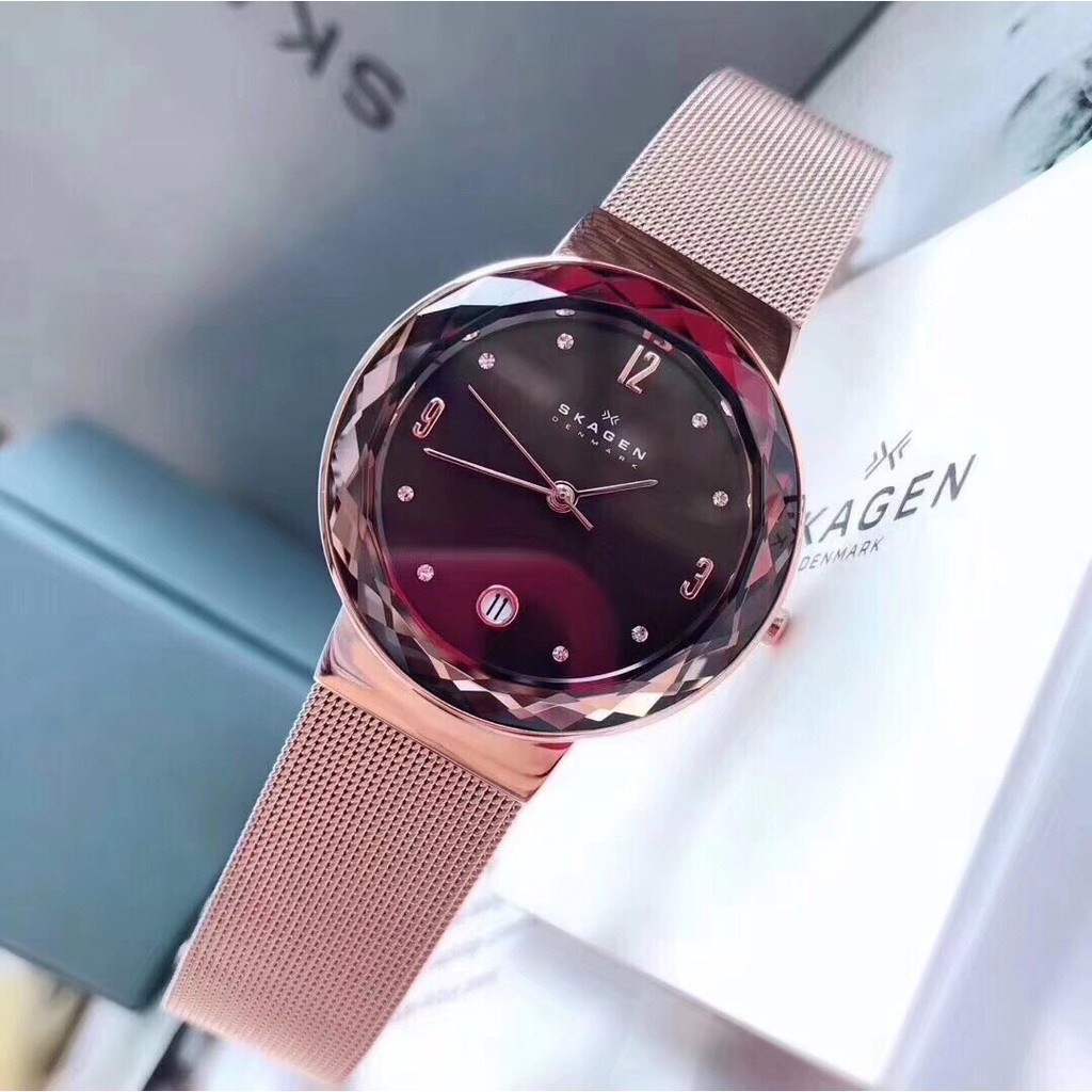 Đồng Hồ Nữ Skagen SKW2068 - 34.5mm - Dây Thép Lưới Vàng Hồng