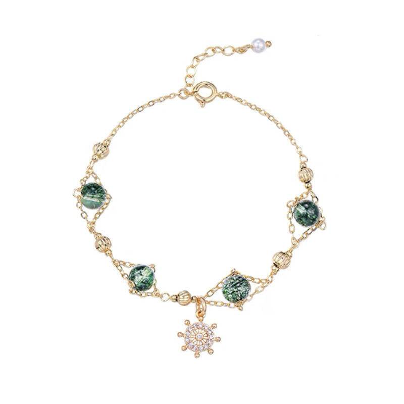 Vòng Đeo Tay Hình Ma Đính Đá Pha Lê Xanh Lá Cao Cấp Thiết Kế Thời Trang Mới 2022 Làm Quà Tặng Cho Bạn Gái