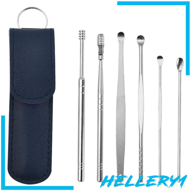[Hàng mới về] Set 6 dụng cụ lấy ráy tai bằng thép không gỉ màu đen chất lượng cao