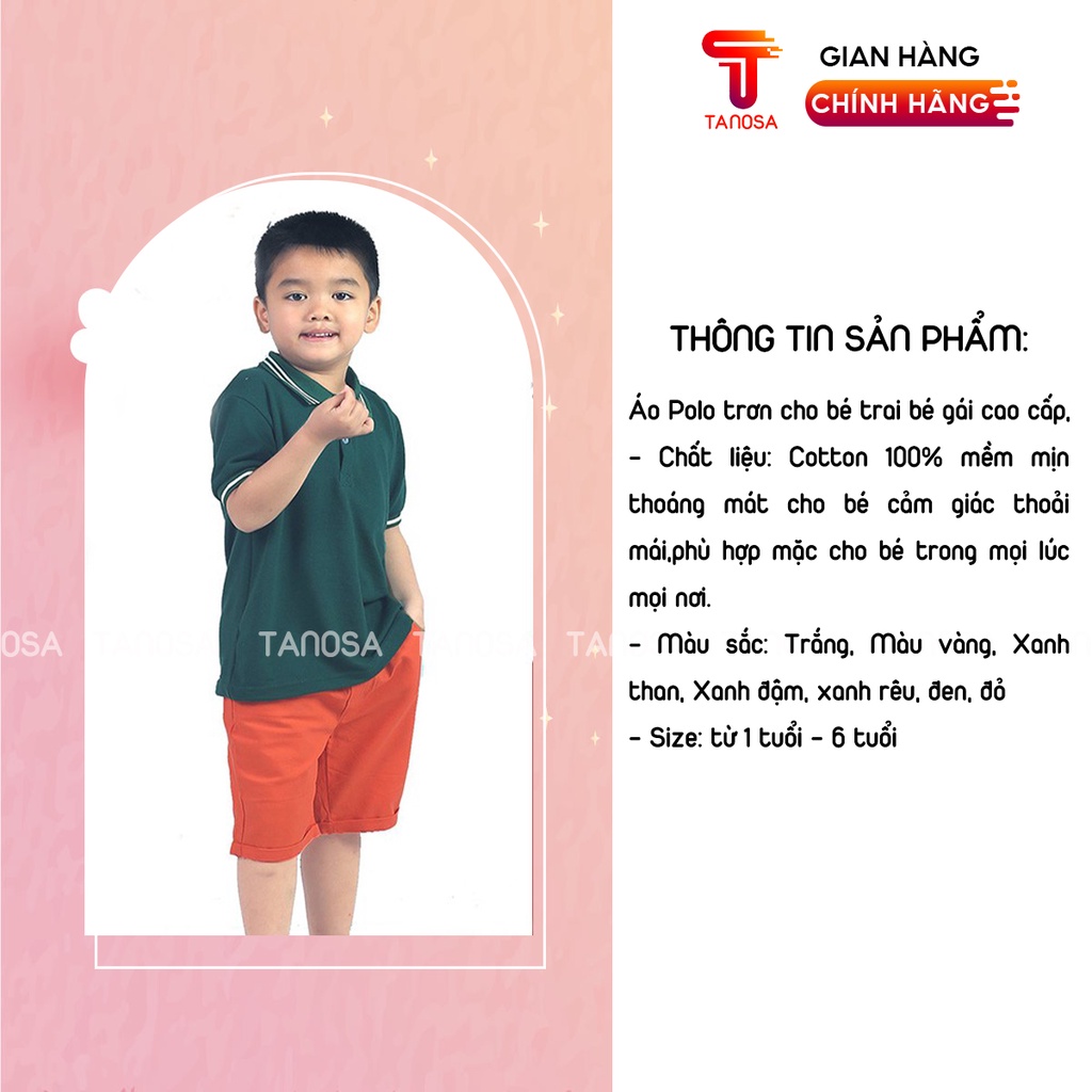 Áo thun polo ngắn tay trẻ em TANOSA thời trang mùa hè cho bé trai 1-6 tuổi