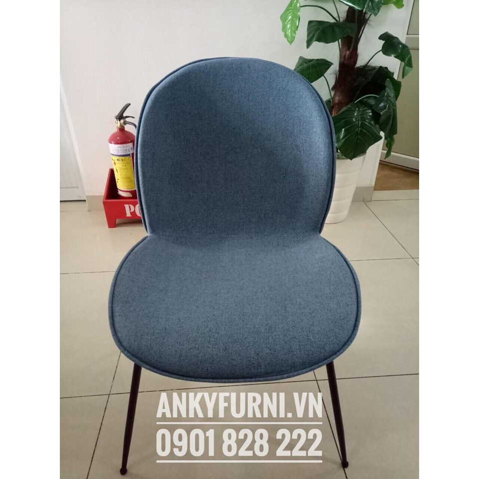 Ghế cafe, ghế ăn nhà hàng cao cấp, ghế chân sắt sơn tĩnh điện nệm bọc bố Beetle Chair - JC-8602