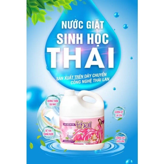 Nước Giặt Sinh Học THAI, Màu Hồng Hương Comfort Khử Mùi Hiệu Quả, Can 3,6L