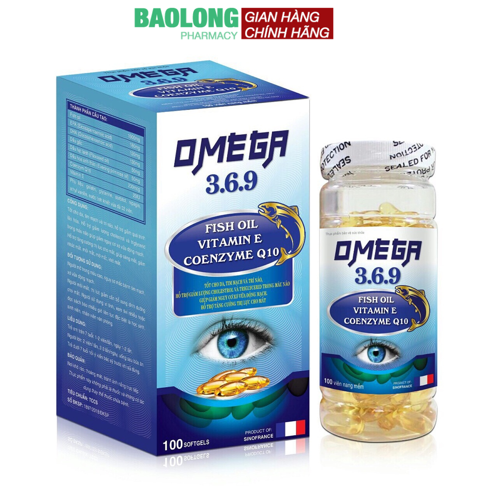 Omega 369 Dầu cá Giúp Hệ Tim Mạch Khỏe Mạnh,Phát Triển Trí Não,Thị Lực