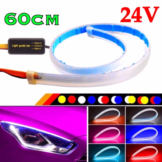 Cặp Led Độ Mí Mắt, Xi nhan Chạy Đuổi 24V 60cm Cho Ô Tô