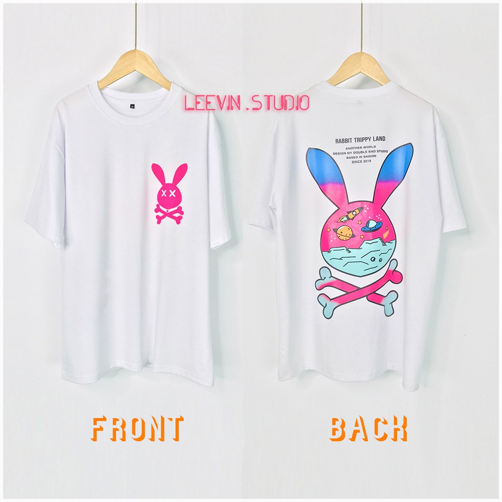 Áo Thun Form Rộng Bad Rabbit TRIPPY LAND Unisex Nam Nữ - Áo phông tay lỡ form dài giấu quần - [TE-BR01] Leevin Store